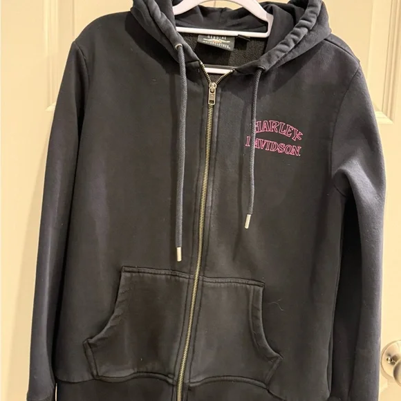 Harley-Davidson Ladies Black Hoodie with Pink Logo. Large - Picture 2 of 8